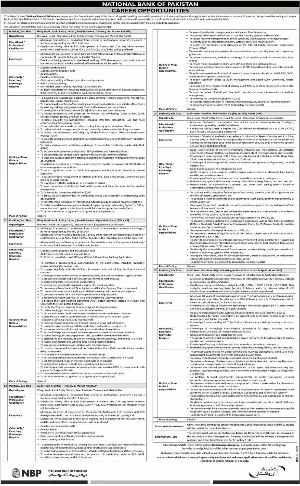 National Bank of Pakistan (NBP) Career Opportunities 2026