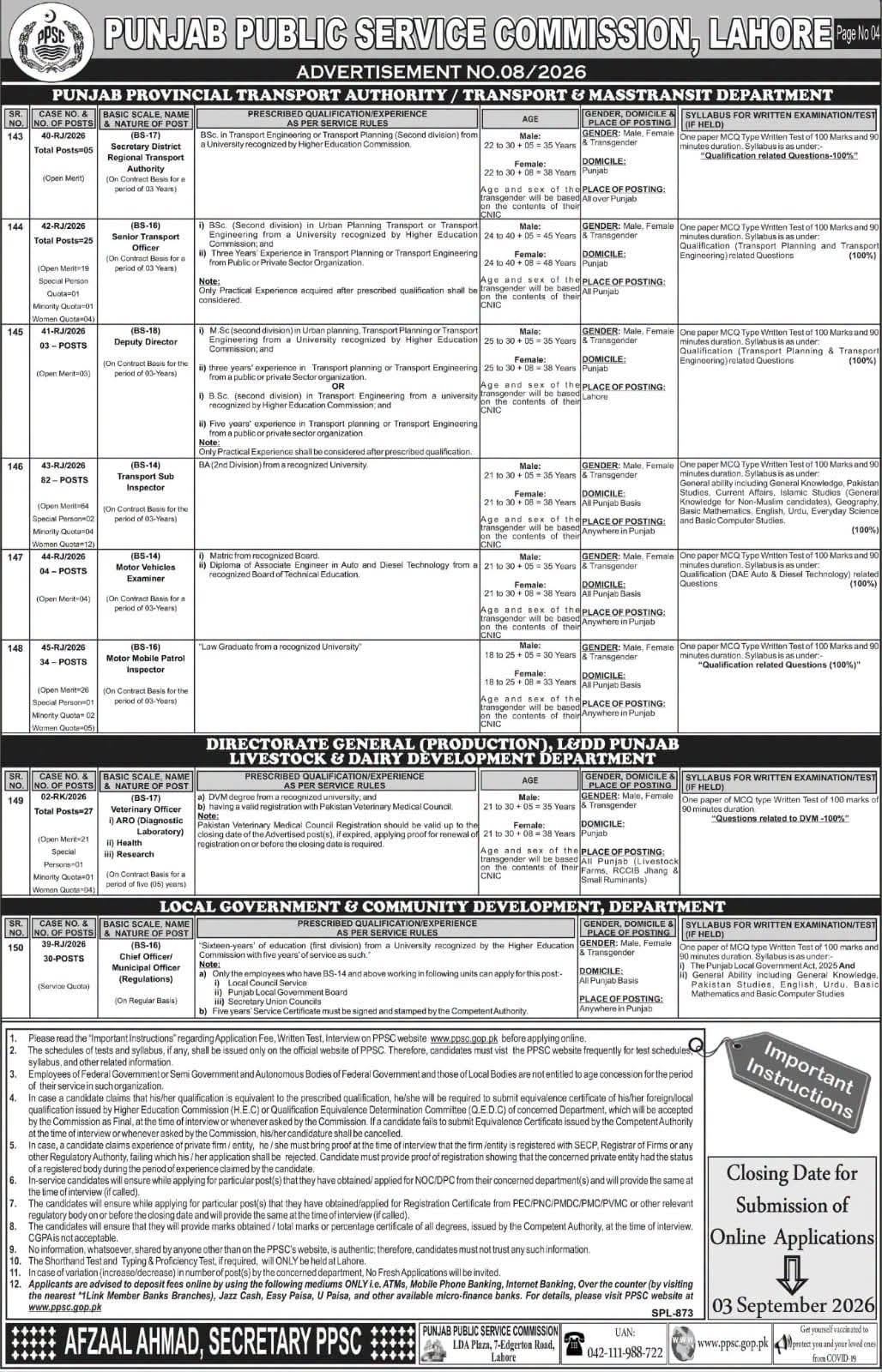 Punjab Public Service Commission (PPSC) Jobs