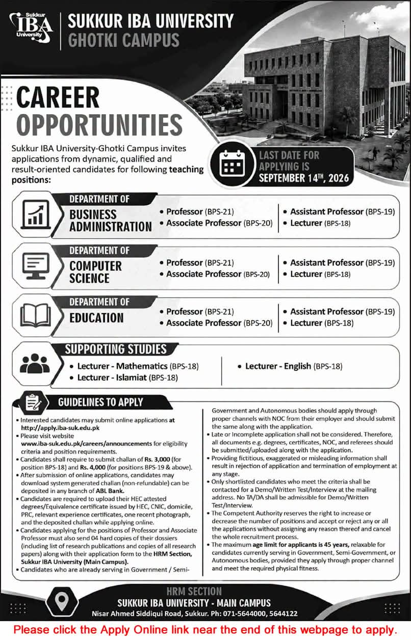 Sukkur IBA University - Ghotki Campus Teaching Staff