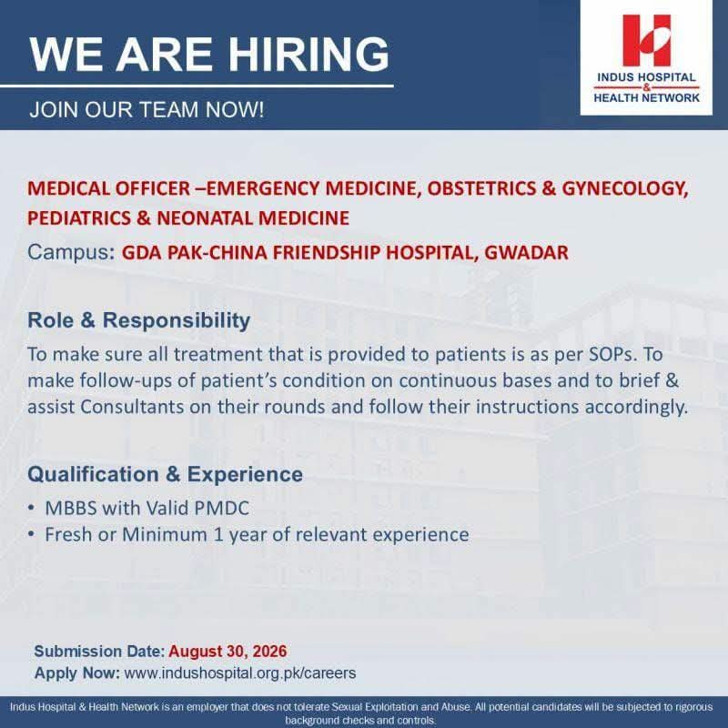 Indus Hospital & Health Network Gwadar Jobs 2026