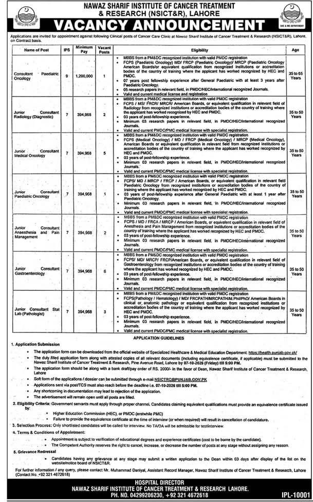 NSICT&R Lahore Jobs 2026