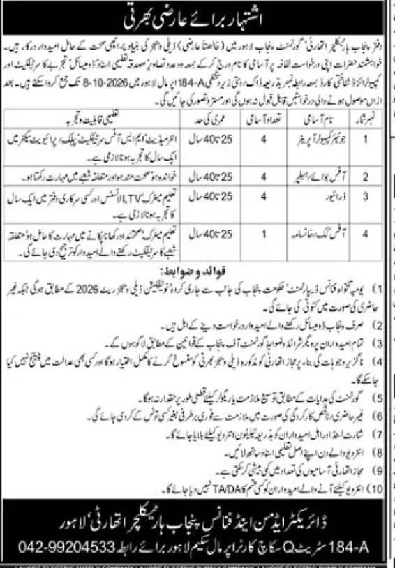 Punjab Horticulture Authority (PHA) Lahore Jobs 2026