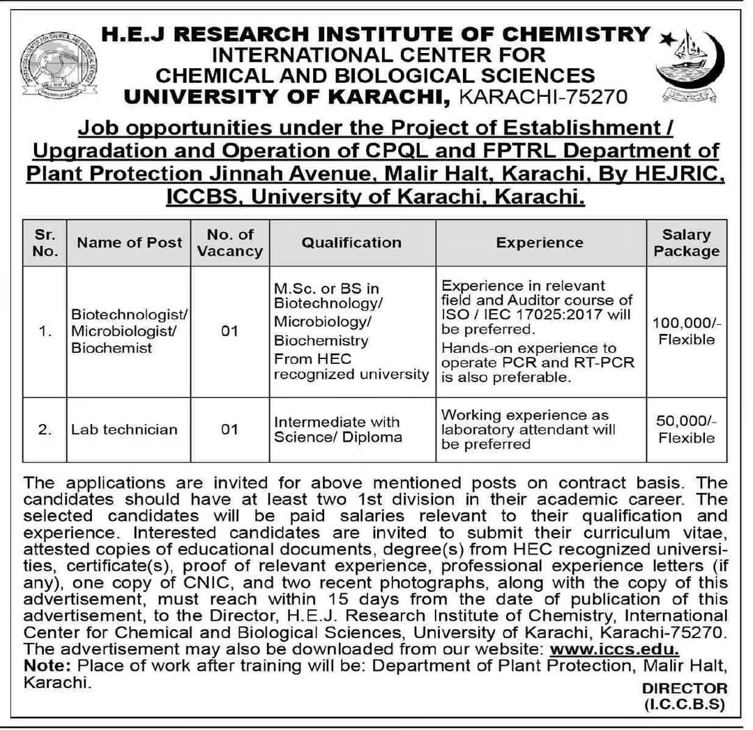 H.E.J. Research Institute of Chemistry (ICCBS)