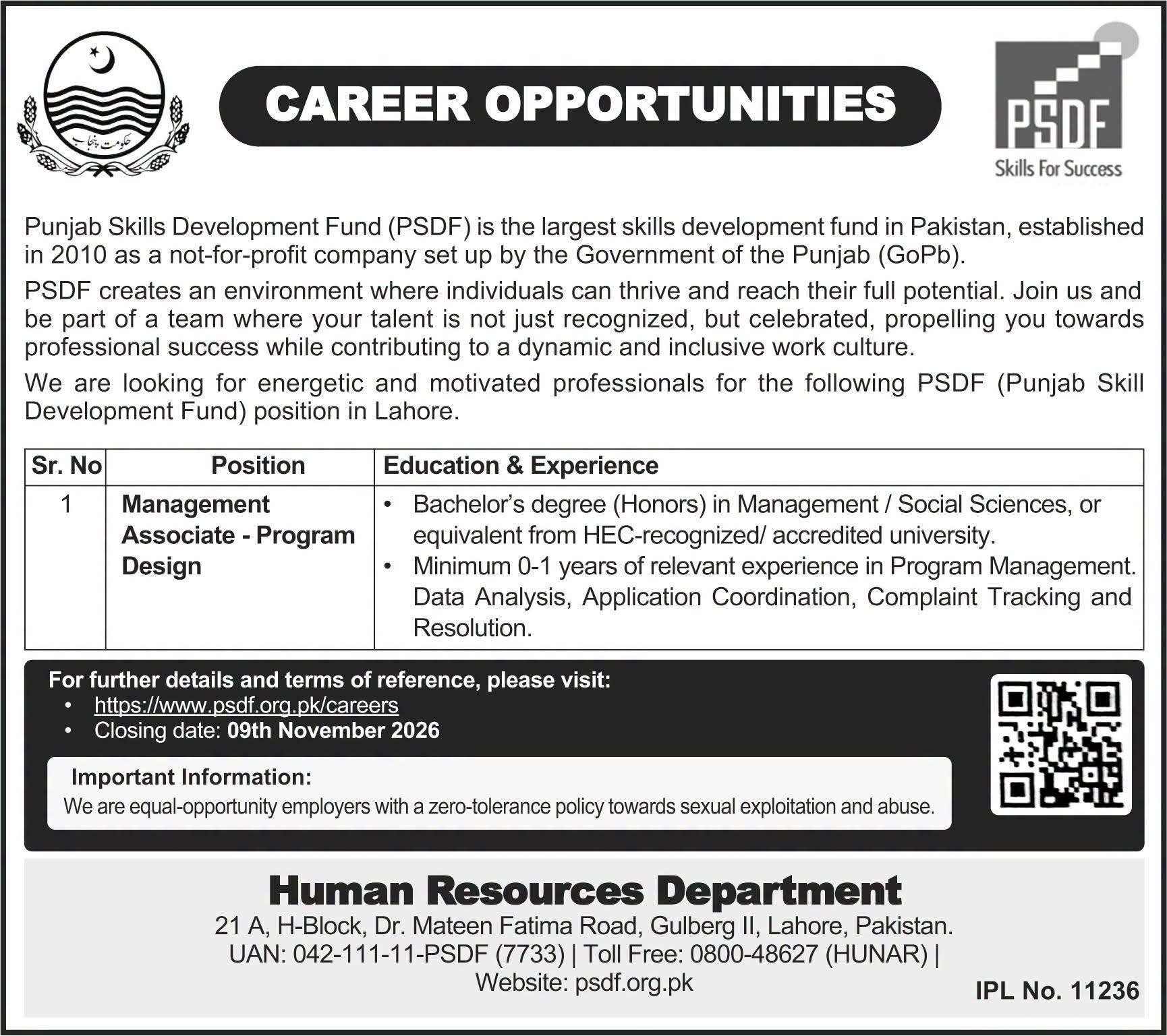 Punjab Skills Development Fund (PSDF) Jobs 2026
