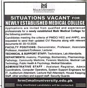 Malir Medical College Jobs 2026 - Opportunity.pk